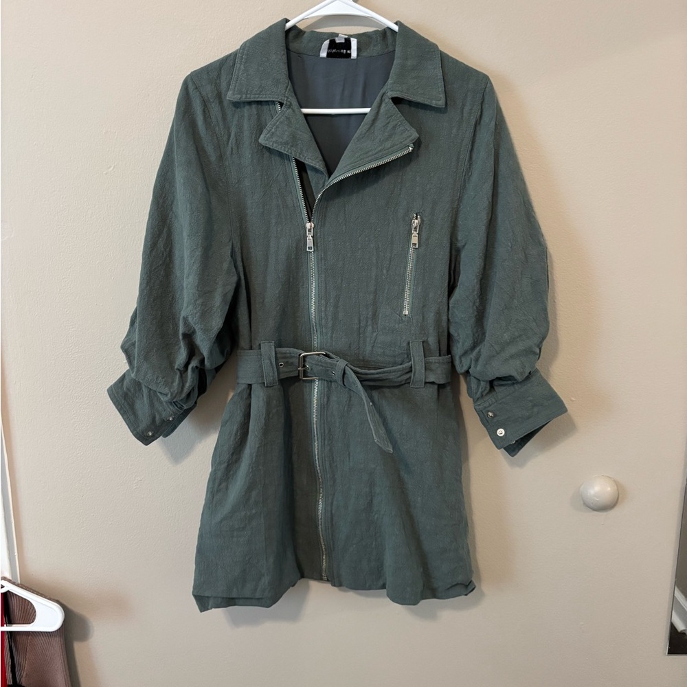 Dark Green Zip Up Mini dress
